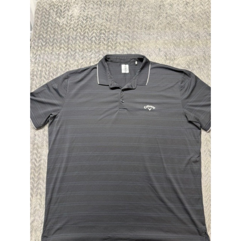 Callaway Opti-Dri Mens XXL Gray Striped Short Sleeve Golf Polo Shirt 0615
